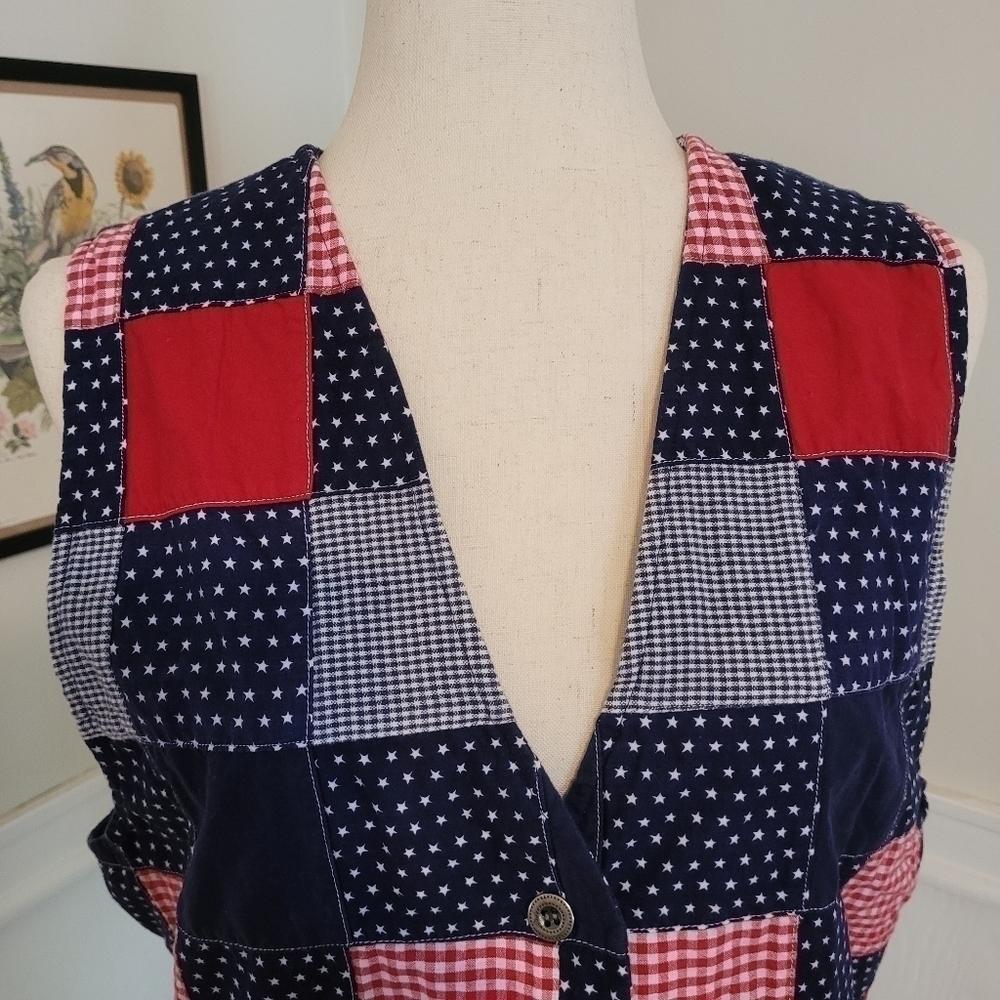 Vintage Patriotic Patchwork Button Down Usa Ameri… - image 3